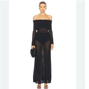 Posse Black Crochet Knit Romy Maxi Dress